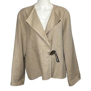 Caroline Rose XL 100% Linen Jacket Lagenlook Art To Wear Made USA